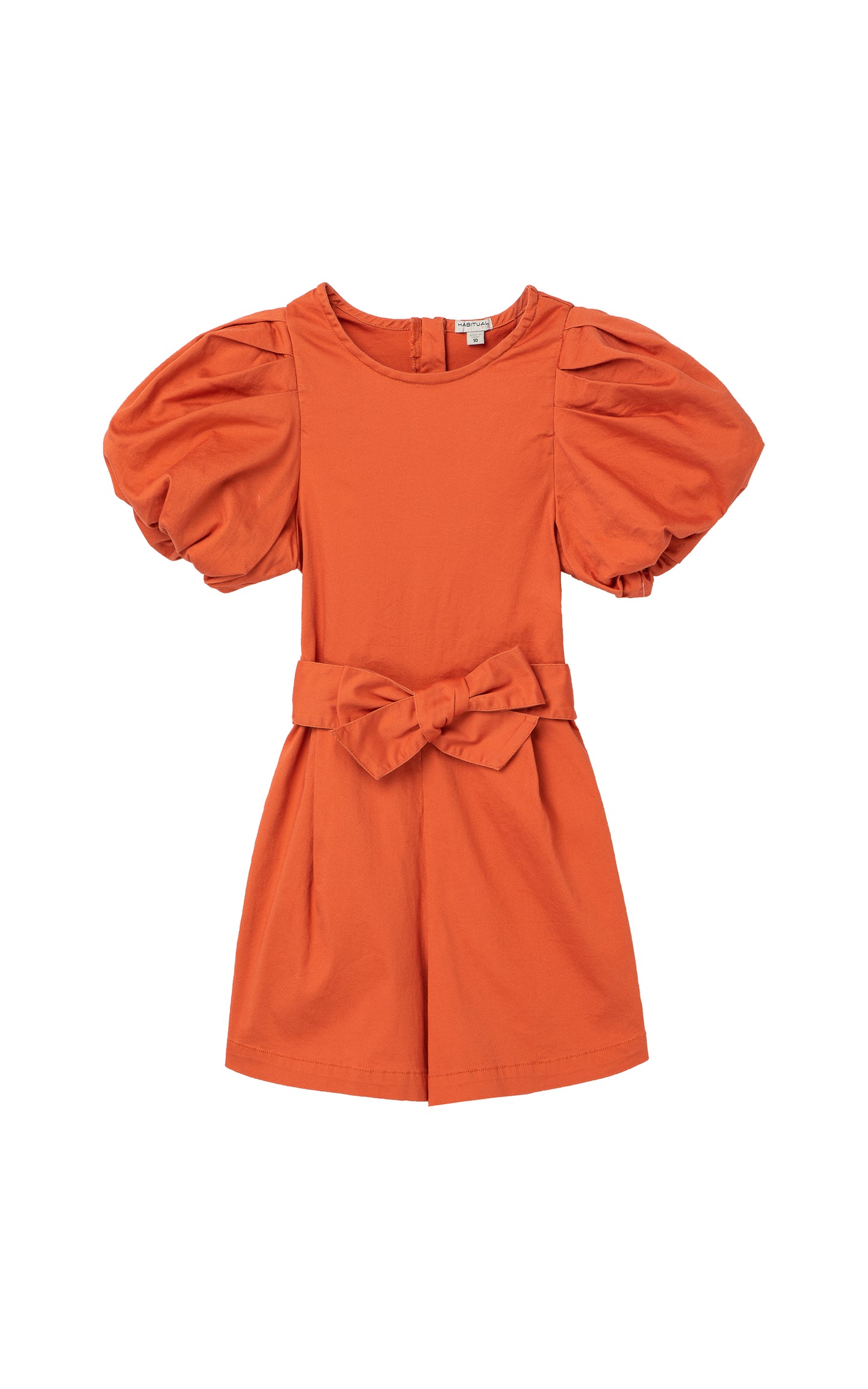 Rust exaggerated sleeve romper with ties