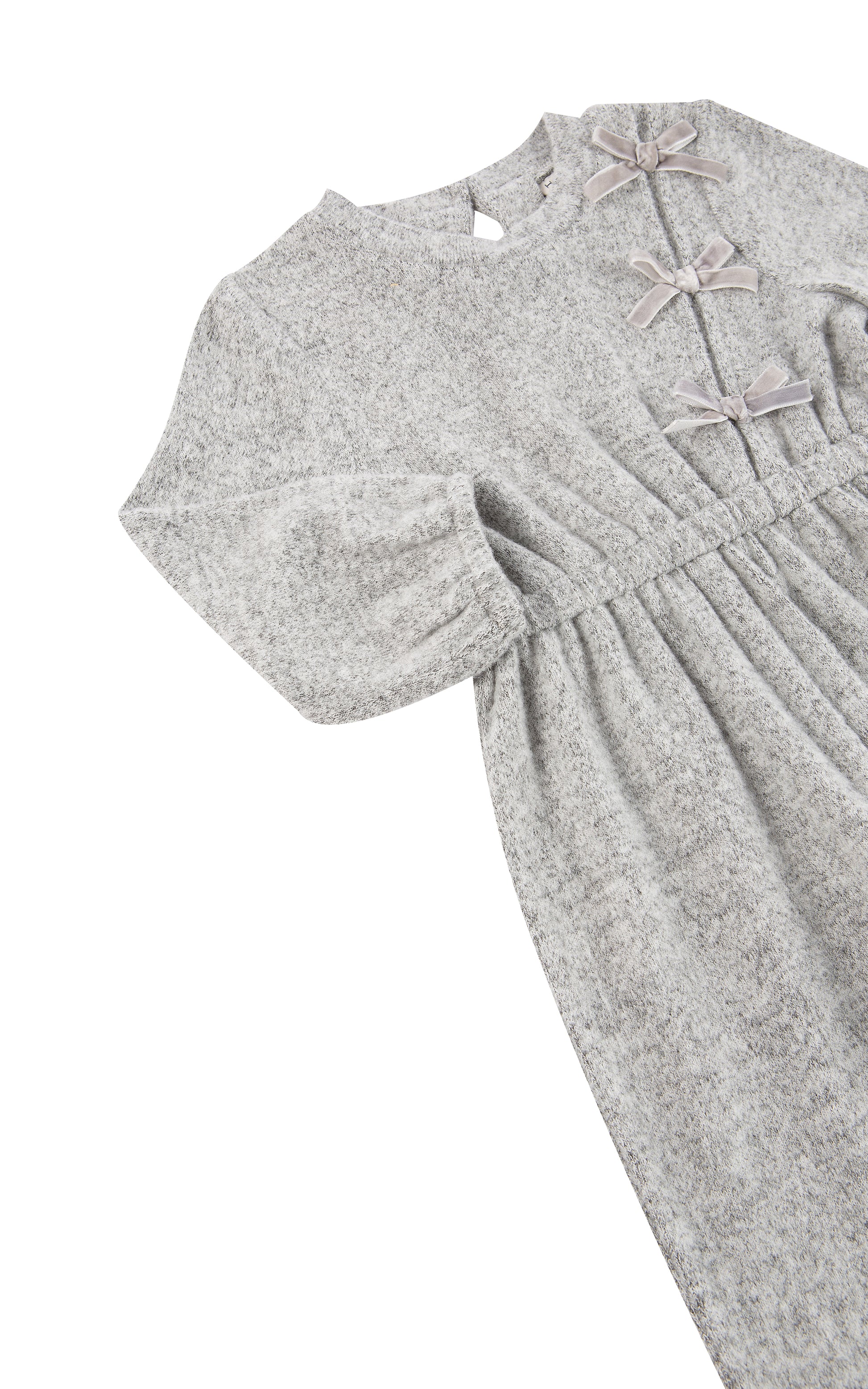 Back view of gray fabric jumpsuit 